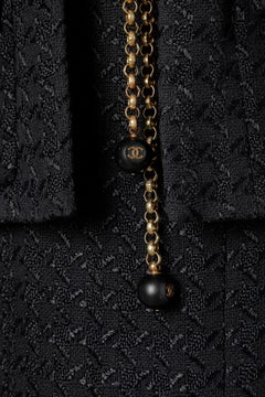 Ensemble jupe 3 pièces en laine bleu marine et top en soie imprimée SS 1993 Chanel