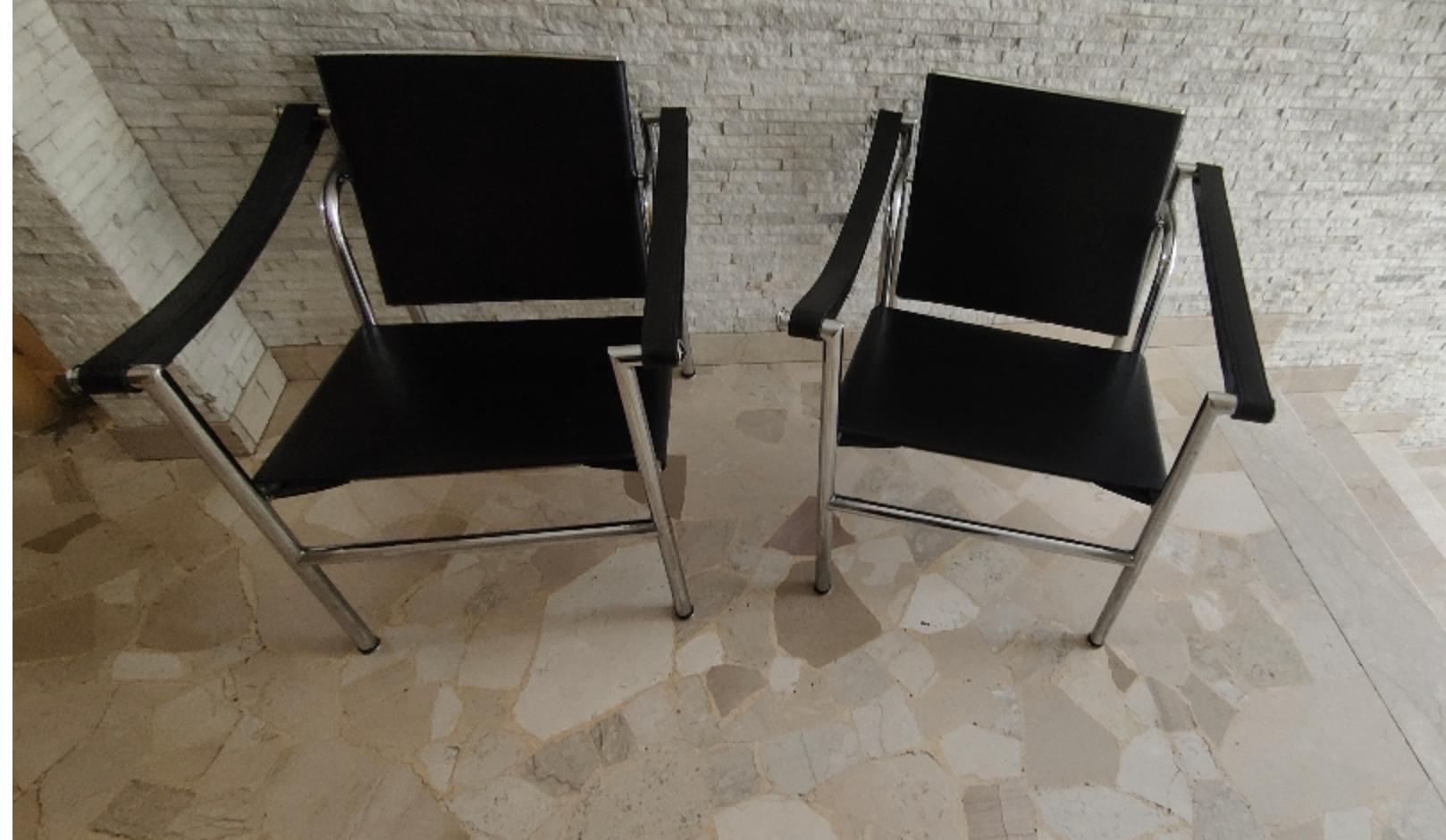 3 Sessel mod. LC 1 1970er Jahre Le Corbusier  - Cassina - Hergestellt in ITALIEN im Angebot 3