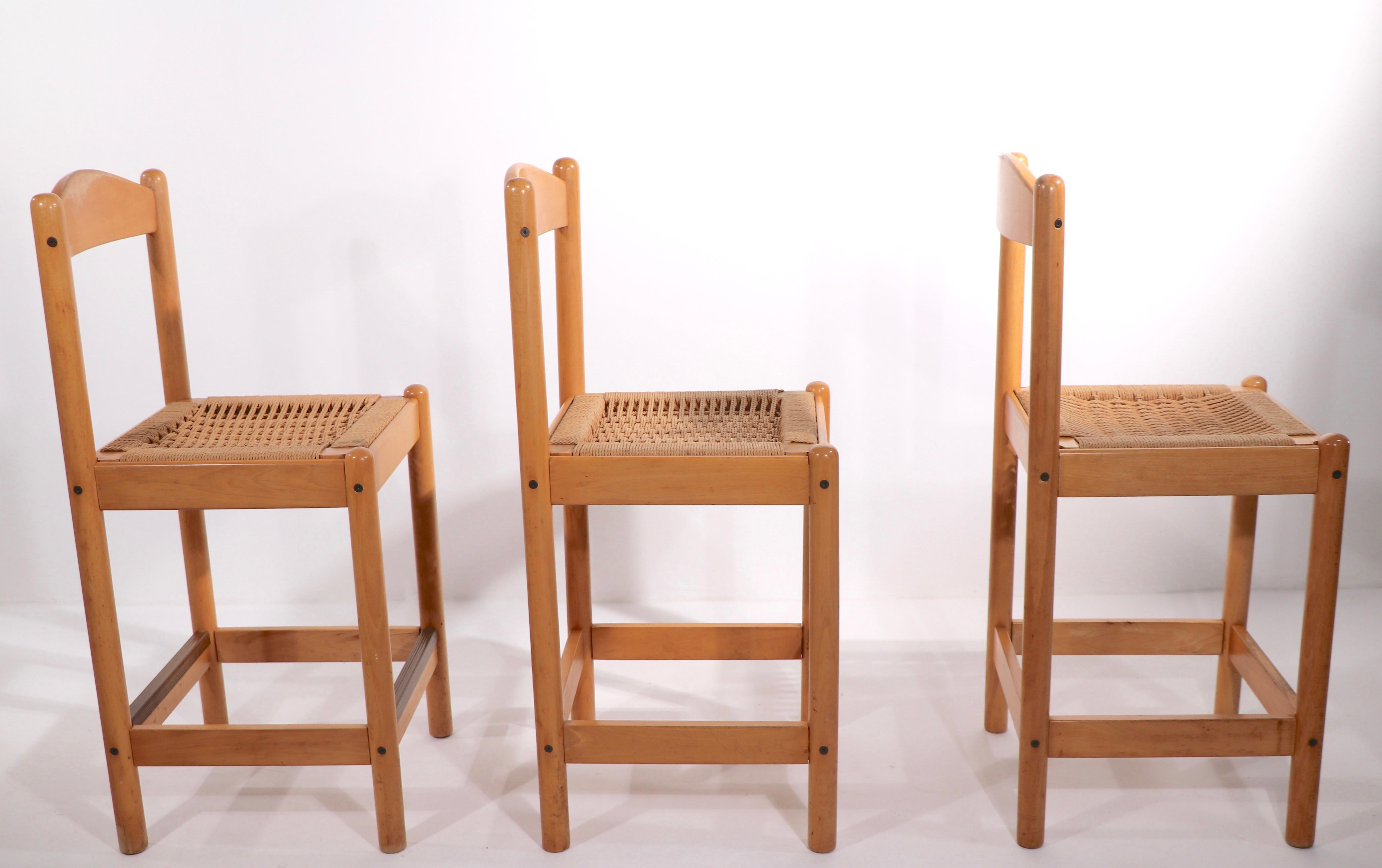 3 Post Modern Blonde Beechwood Stools Made in Italy 3