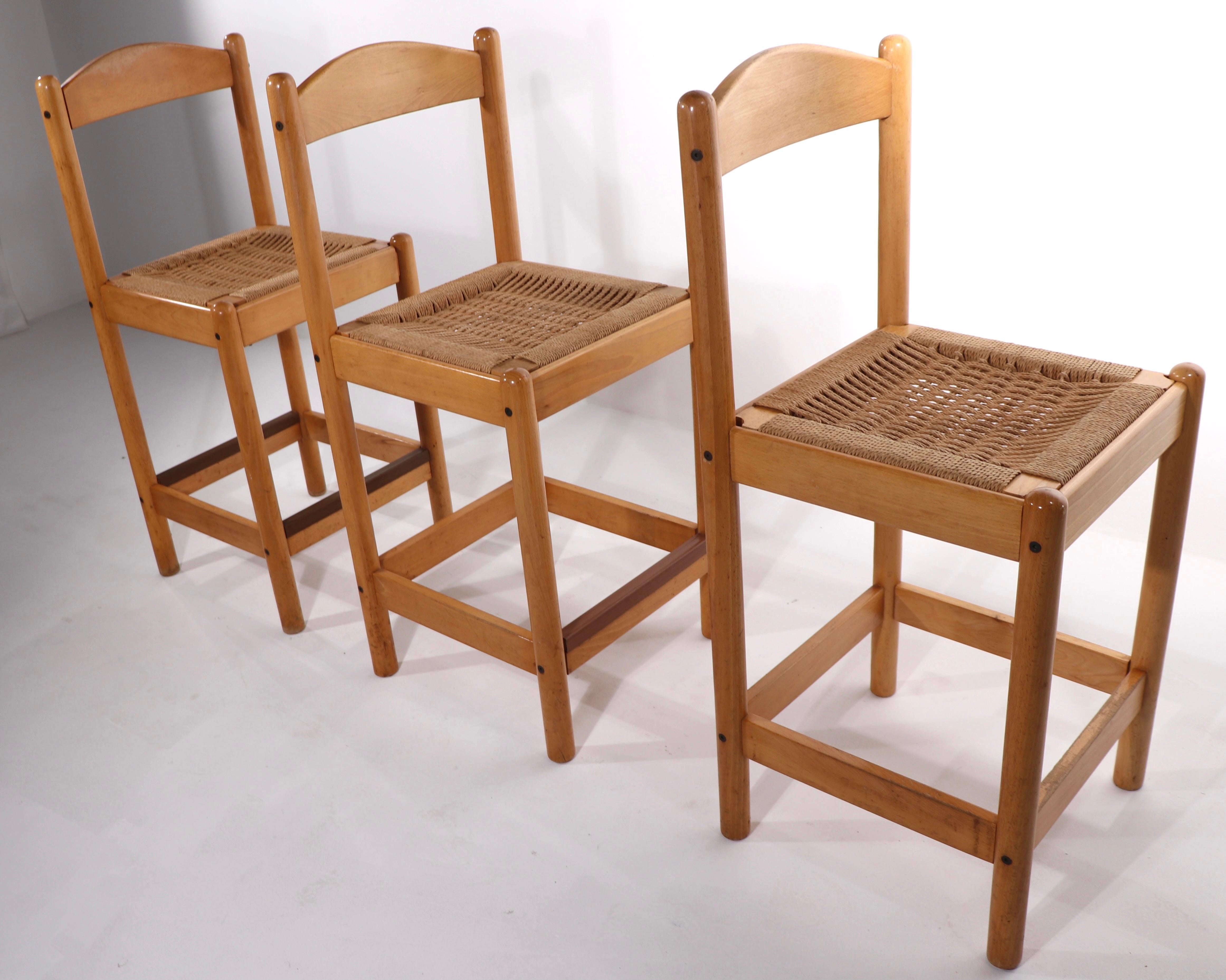 3 Post Modern Blonde Beechwood Stools Made in Italy 4