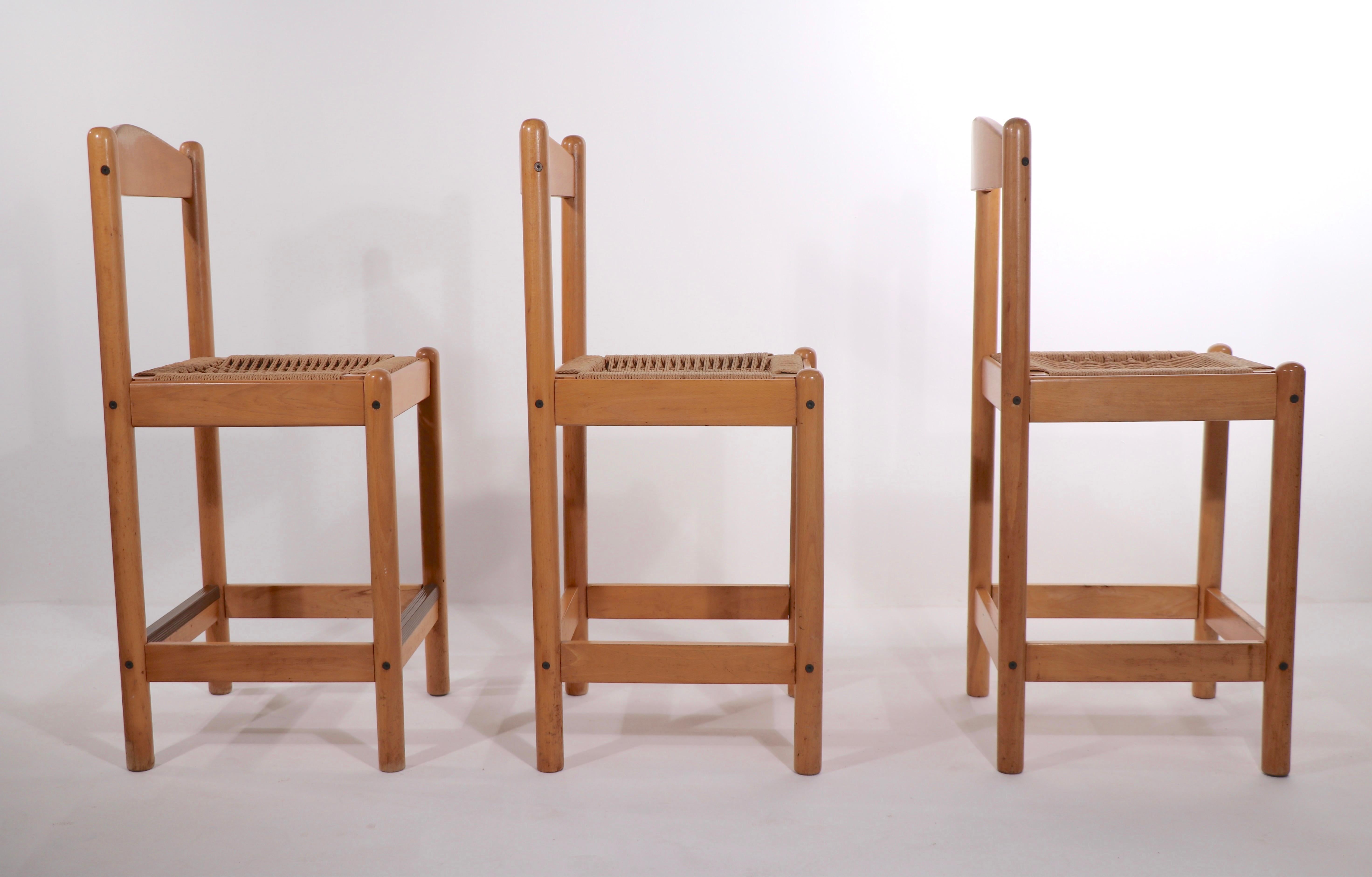 3 Post Modern Blonde Beechwood Stools Made in Italy 5