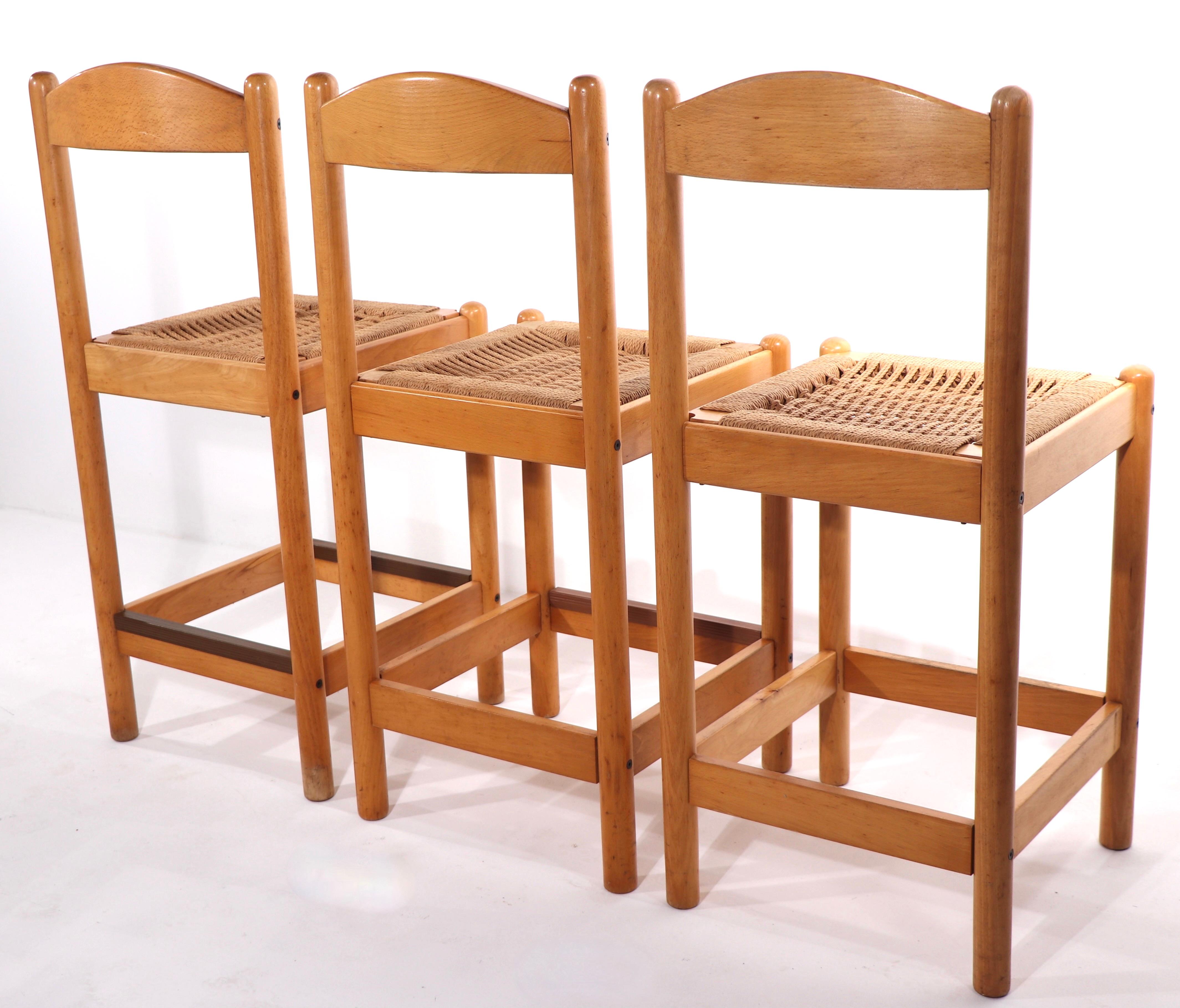 3 Post Modern Blonde Beechwood Stools Made in Italy 7