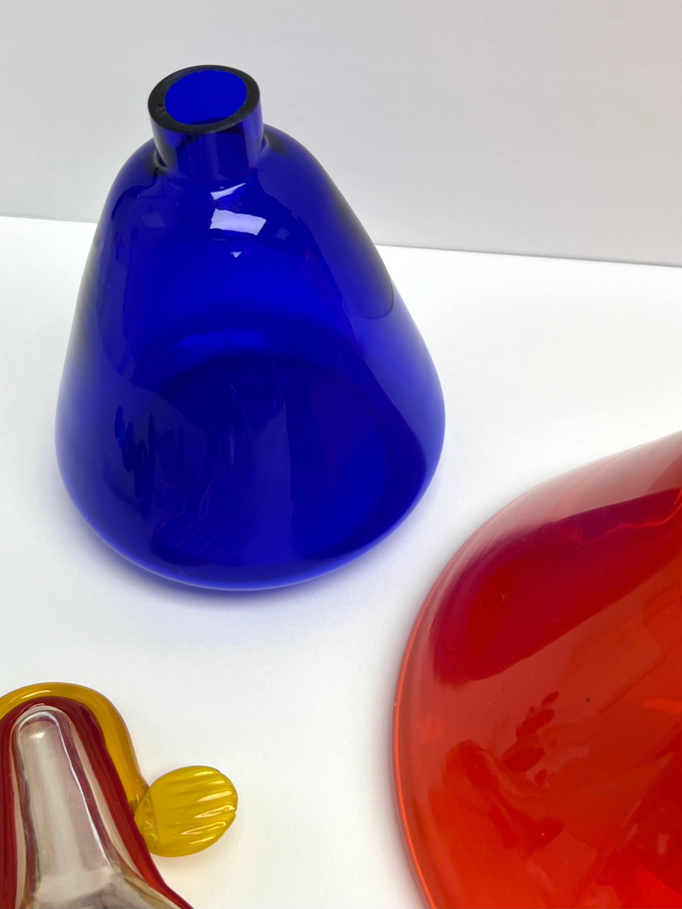 3 Postmodern Murano Art Glass Decanter Bottles For Sale 5