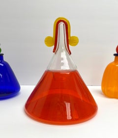 3 Postmodern Murano Art Glass Decanter Bottles