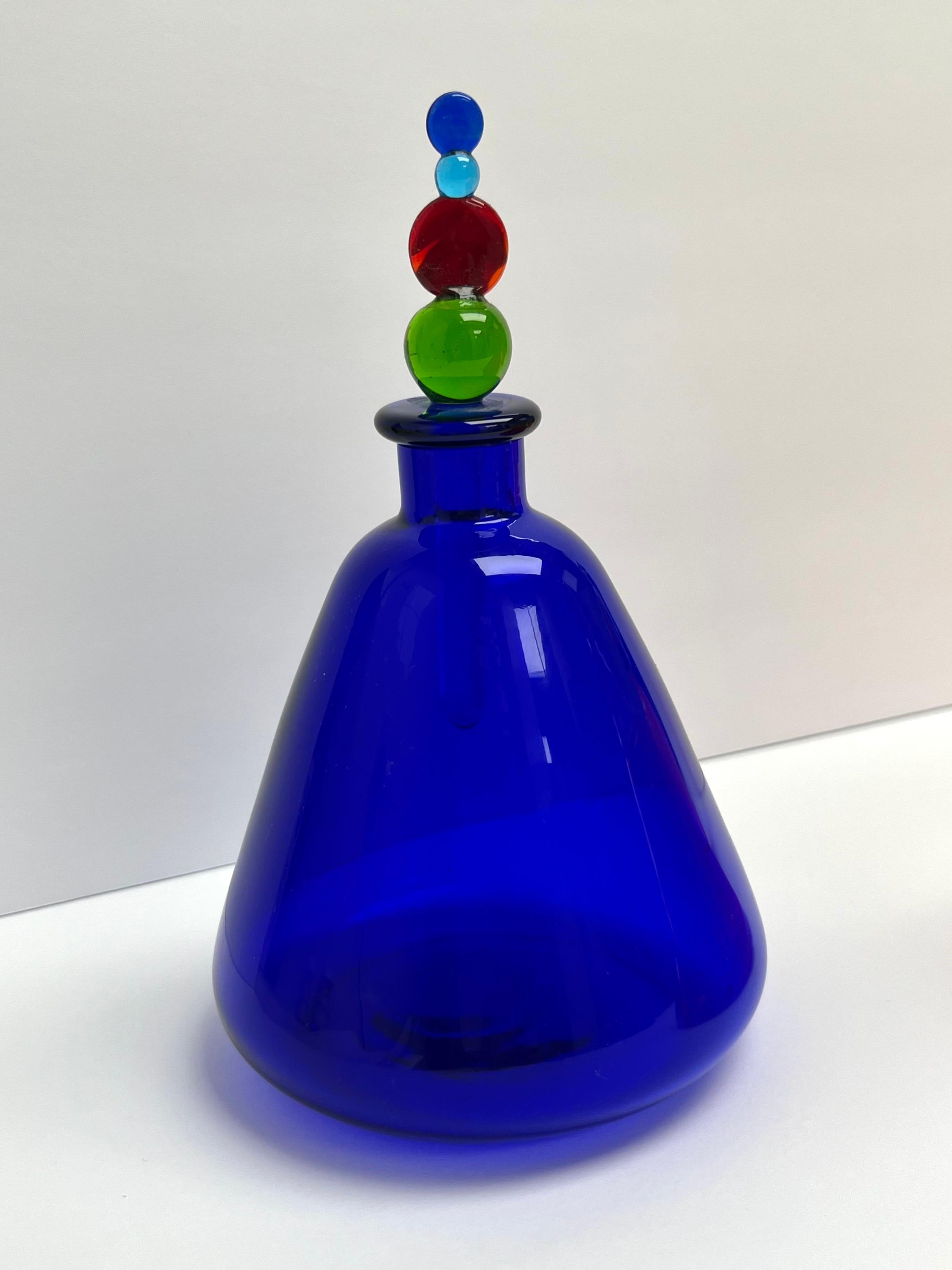Italian 3 Postmodern Murano Art Glass Decanter Bottles For Sale