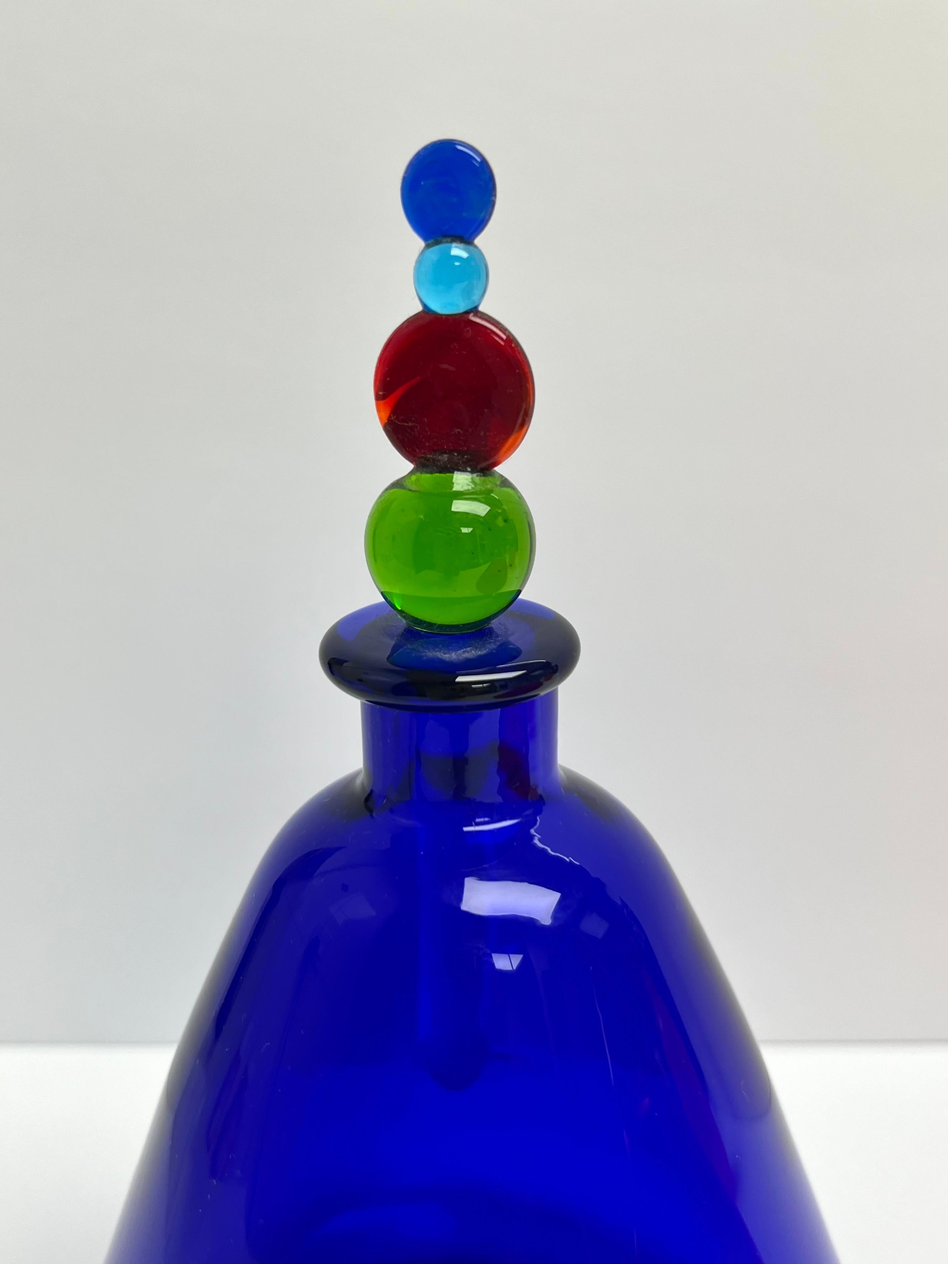 3 Postmodern Murano Art Glass Decanter Bottles In Good Condition For Sale In Miami, FL