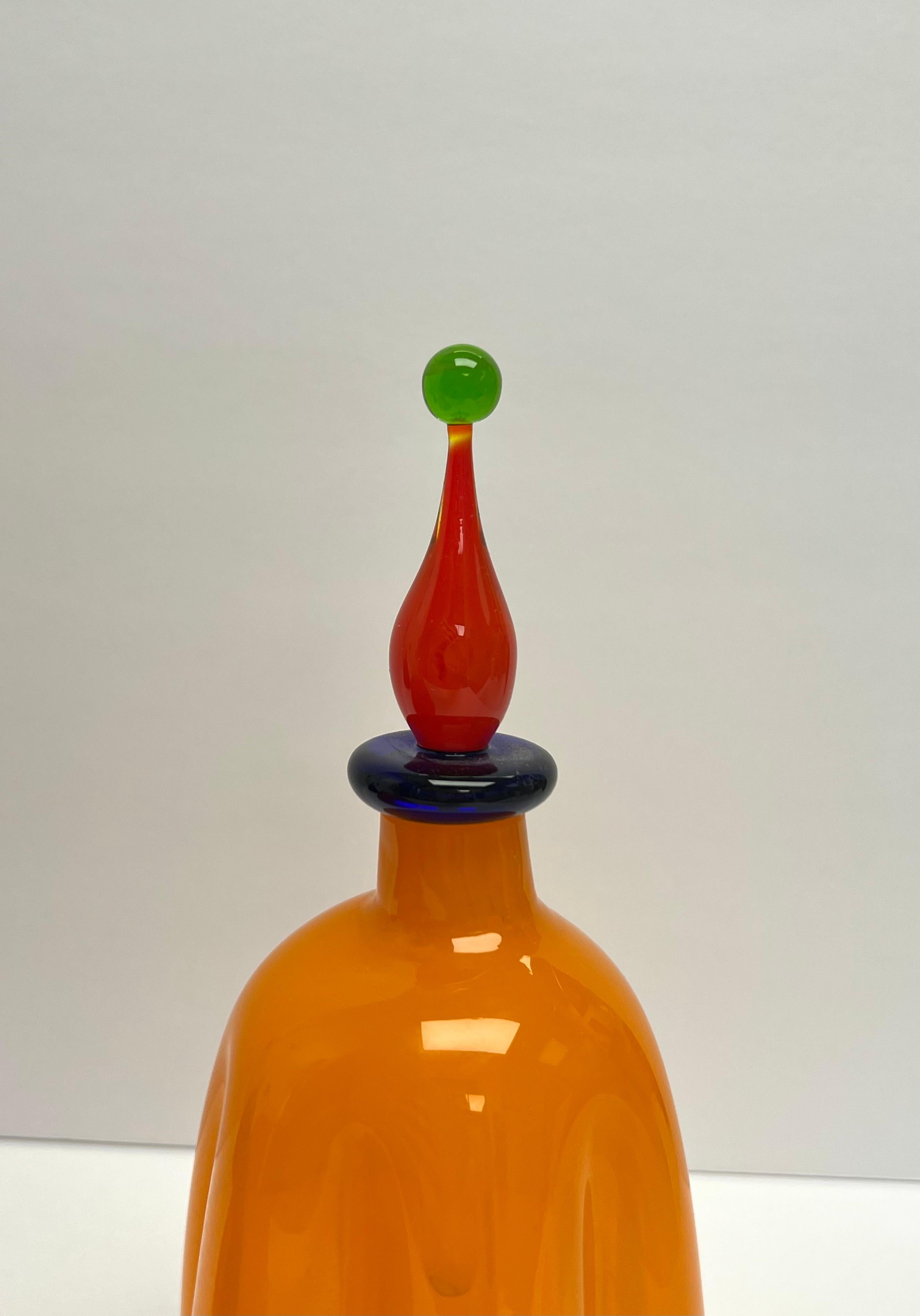 3 Postmodern Murano Art Glass Decanter Bottles For Sale 2