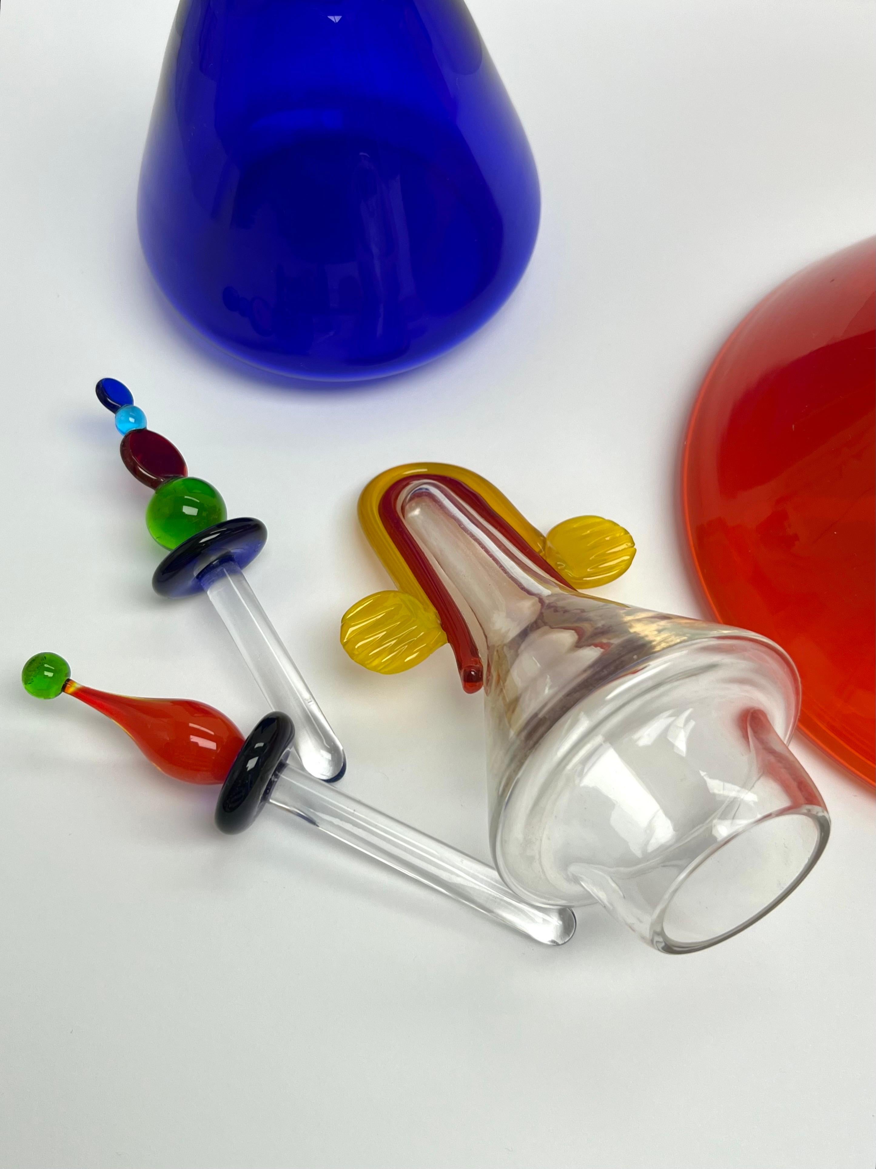 3 Postmodern Murano Art Glass Decanter Bottles For Sale 3