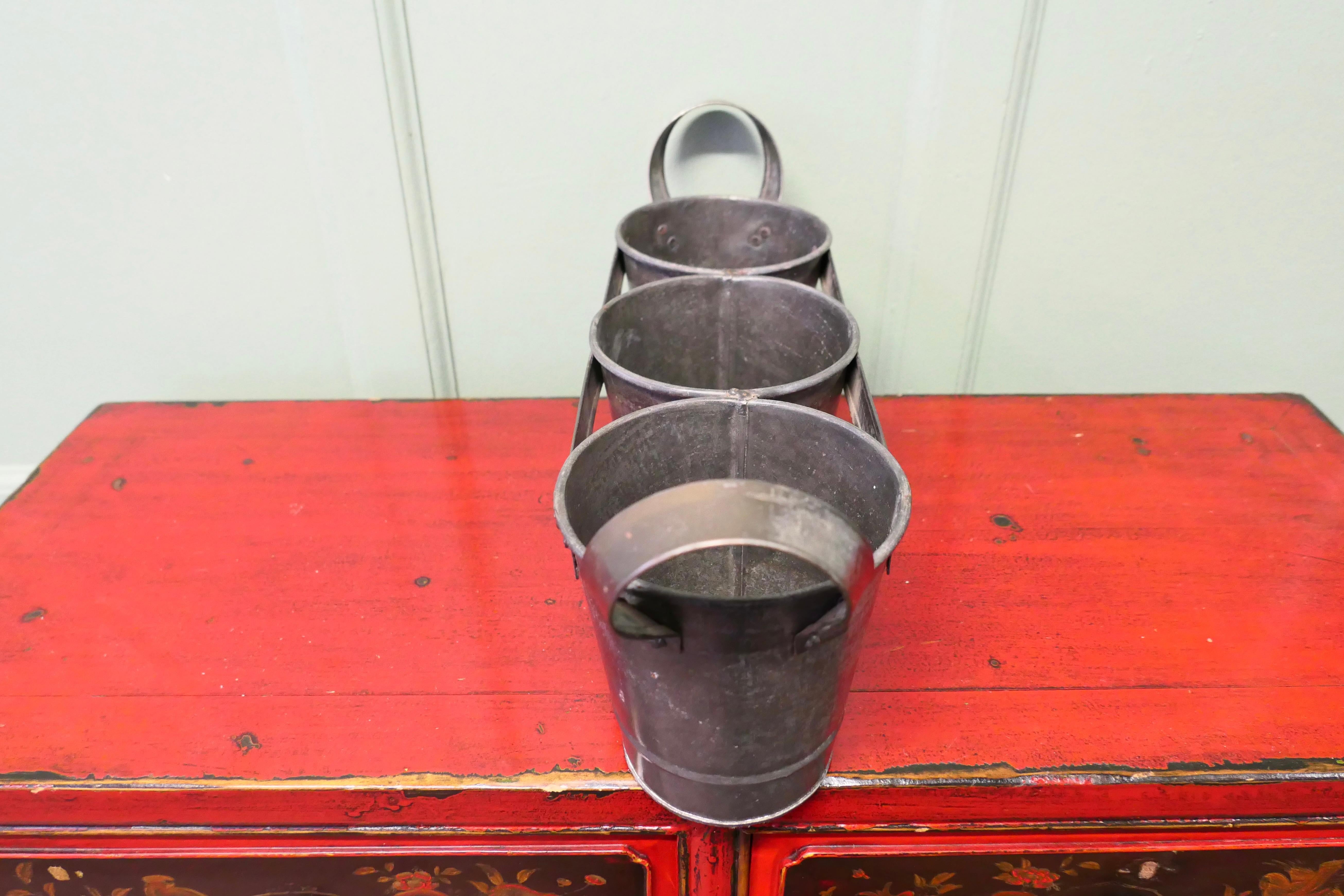 Mid-20th Century 3 Pot Fresh Cut Flower Bucket Carrier  A Great little piece For Sale