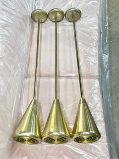 3 Prescolite Brasstone Swivelier Cone Pendant Lights