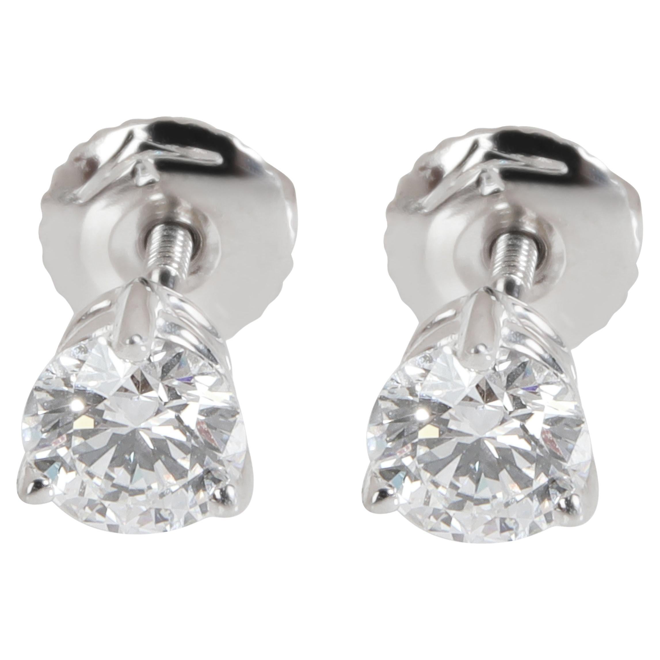 3 Prong Diamond Stud Earring in Platinum D VS1 0.82 CTW