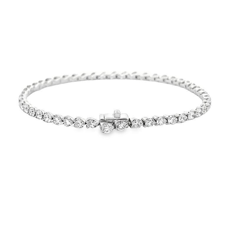 3 Prong Diamond Tennis Bracelet Round Diamonds 6.25 CT, H/VS 14KW In New Condition For Sale In New York, NY