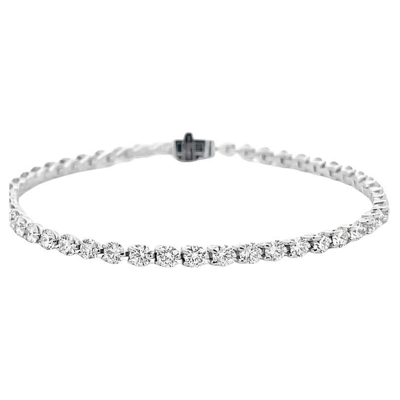 Bracelet tennis à 3 griffes diamants ronds 6,25 carats, H/VS 14 carats