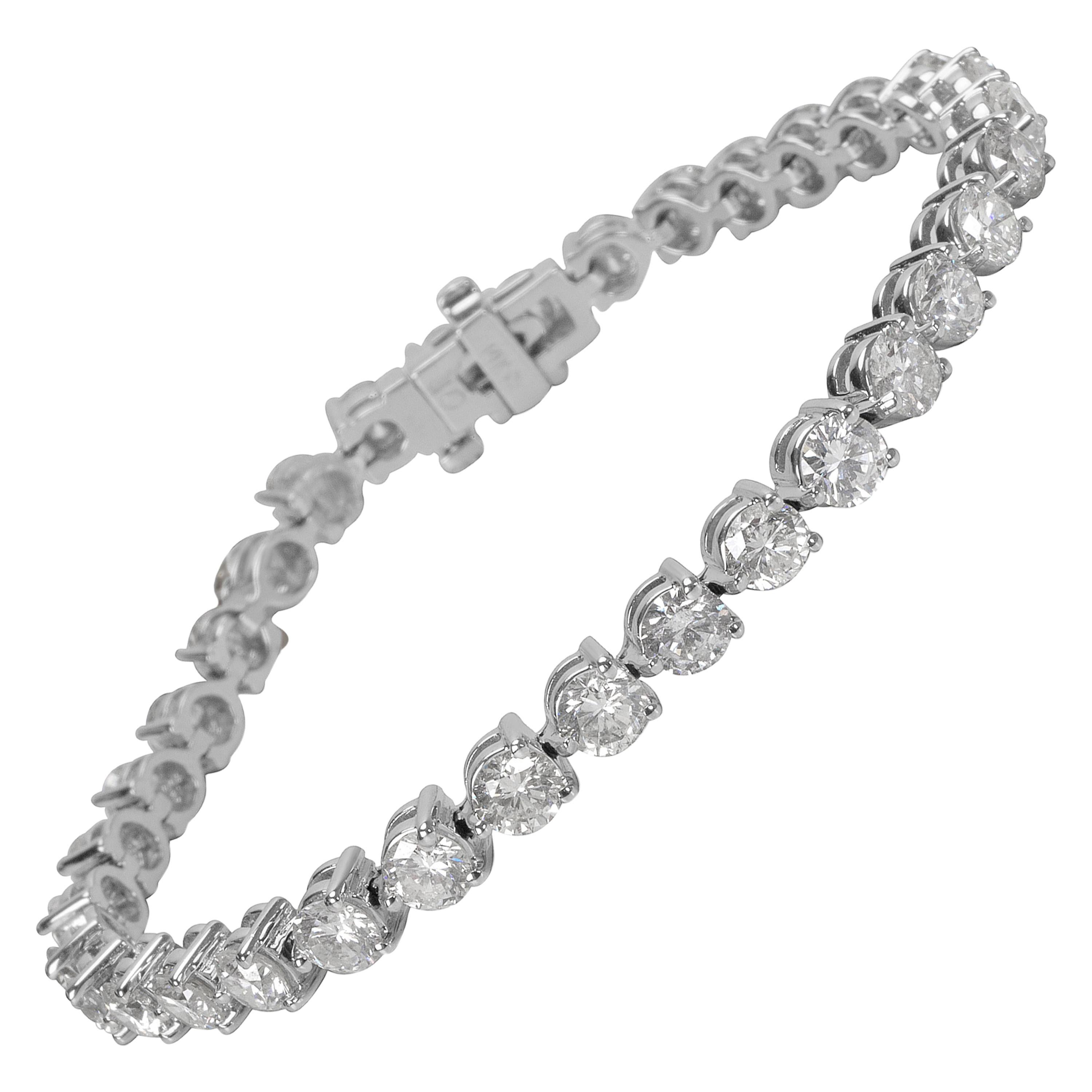 3-Prong Line Diamond Bracelet in 14 Karat White Gold '9.62 Carat'