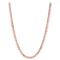 3 Prong Pink Sapphire Tennis Necklace