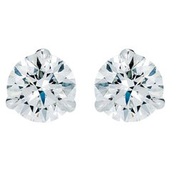 3 Prong Round Diamond Stud Earrings Mounting Setting Only 18 Karat White Gold