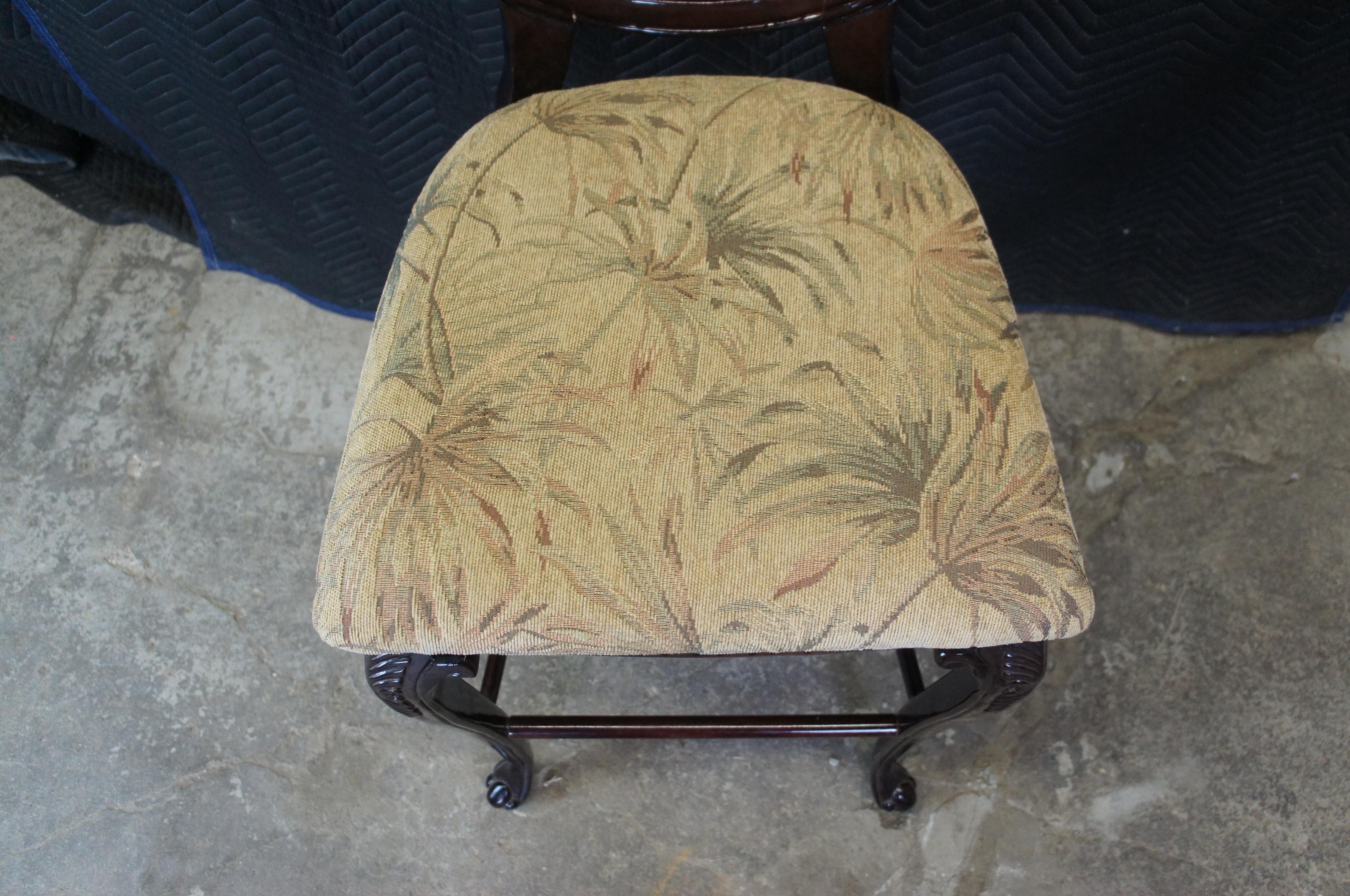 Upholstery 3 Pulaski Foxcroft Bar Height Stools Prince of Wales Carved Plume For Sale
