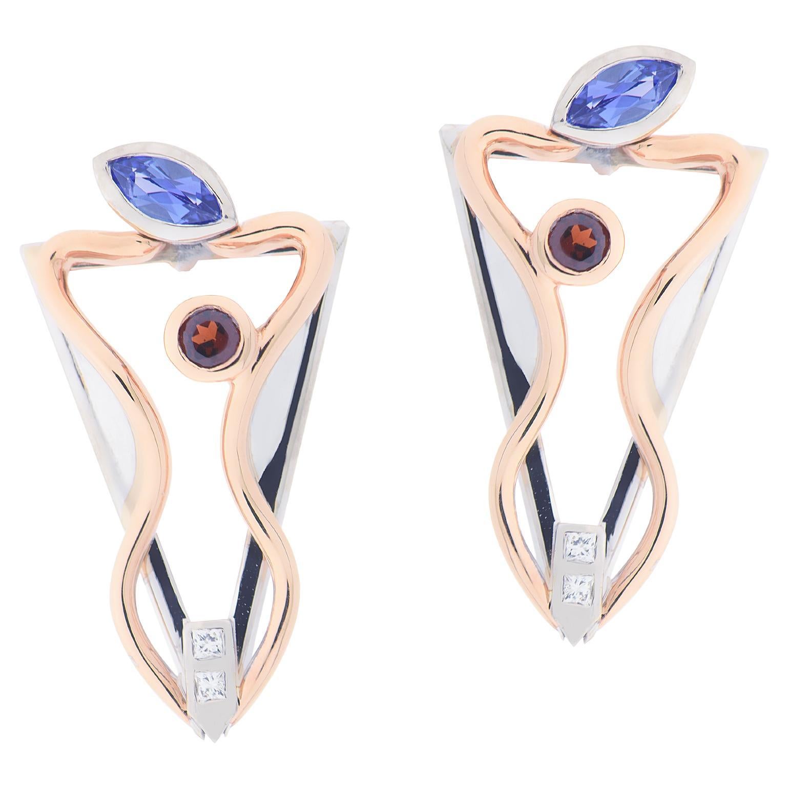 "3 Punti" Love Collection Earrings 18k Gold 
Brilliants, Tanzanite 
Garnet st. im Angebot