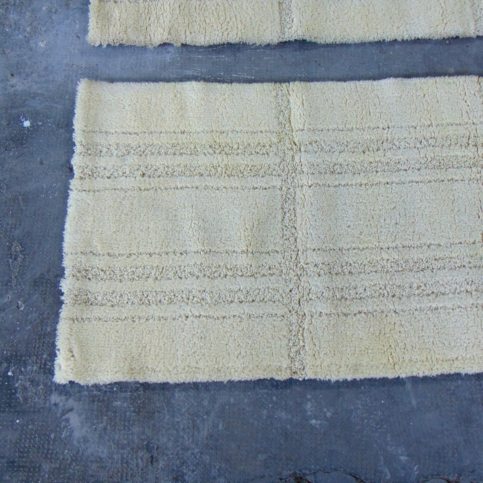 3 Alfombras danesas de los años 70 de pura lana virgen, tono crema, Eksport Hojer en venta 2