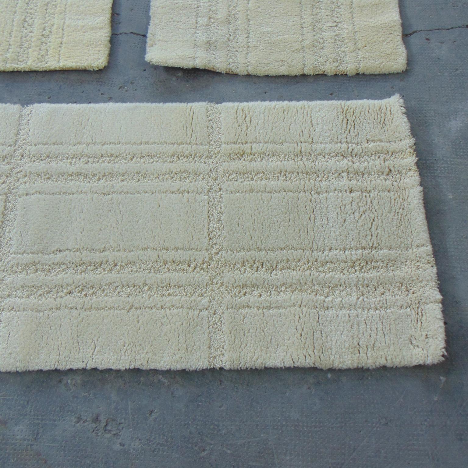 3 Alfombras danesas de los años 70 de pura lana virgen, tono crema, Eksport Hojer en venta 11