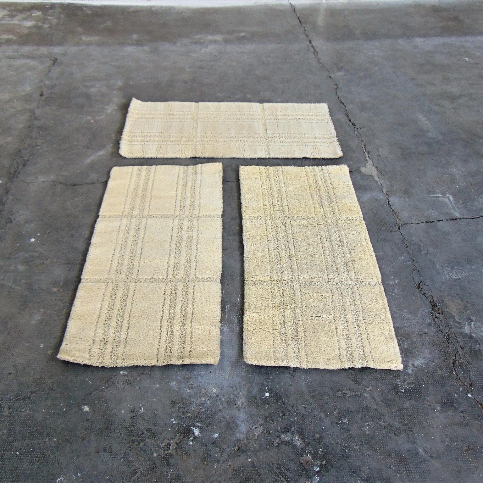 3 Alfombras danesas de los años 70 de pura lana virgen, tono crema, Eksport Hojer Moderno de mediados de siglo en venta