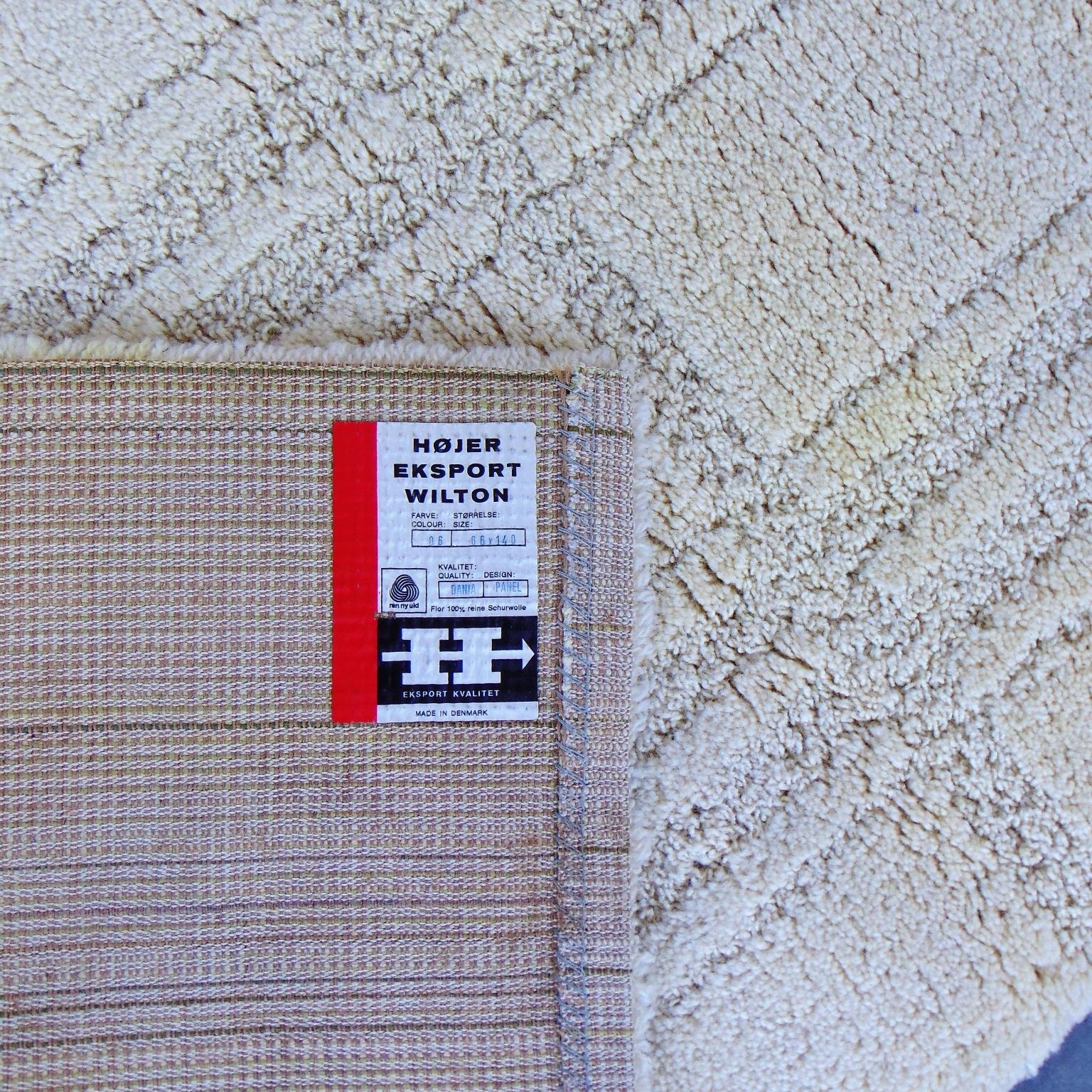 3 Pure New Wool 1970s Danish Rugs, Cream Hue, Eksport Hojer In Good Condition For Sale In Arosio, IT