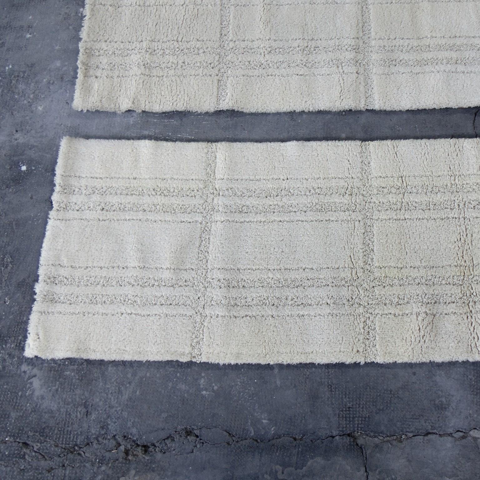 3 Alfombras danesas de los años 70 de pura lana virgen, tono crema, Eksport Hojer Lana en venta