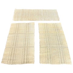 Vintage 3 Pure New Wool 1970s Danish Rugs, Cream Hue, Eksport Hojer