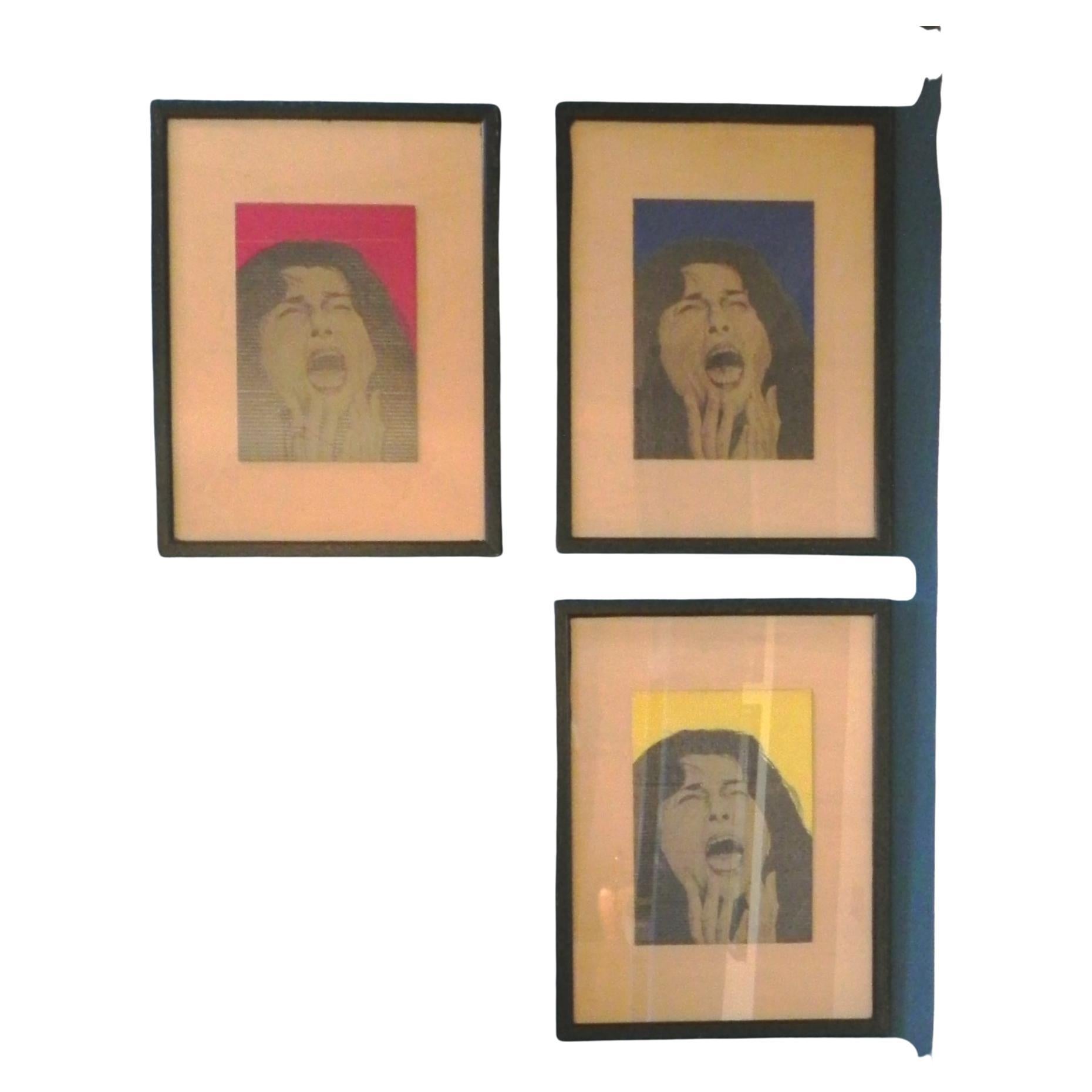 3 quadri soggetto Anna Magnani. firmati David Parenti, anni 80 For Sale