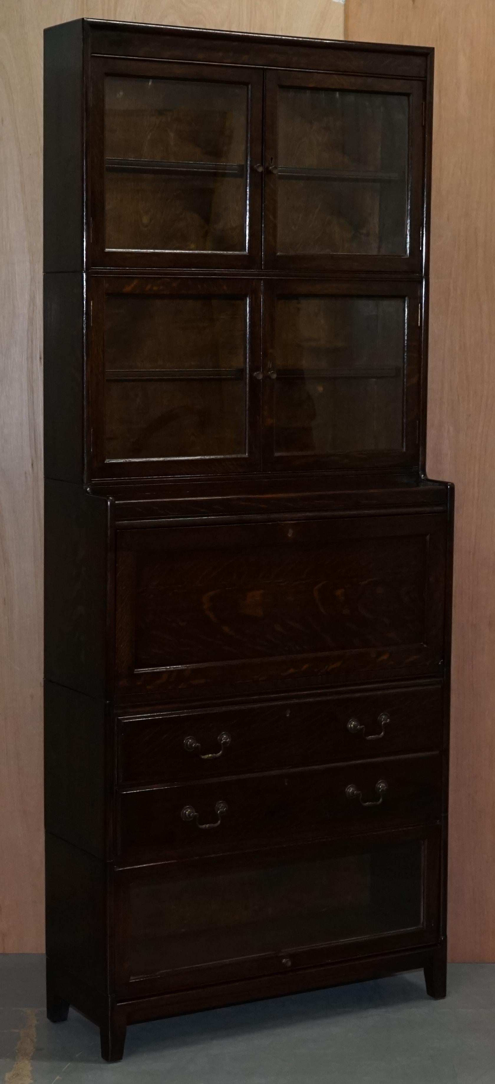 Early 20th Century 3 Rare 1920s Gunn Library Stacking Bookcases & Desk Bureau Minty Globe Wernicke