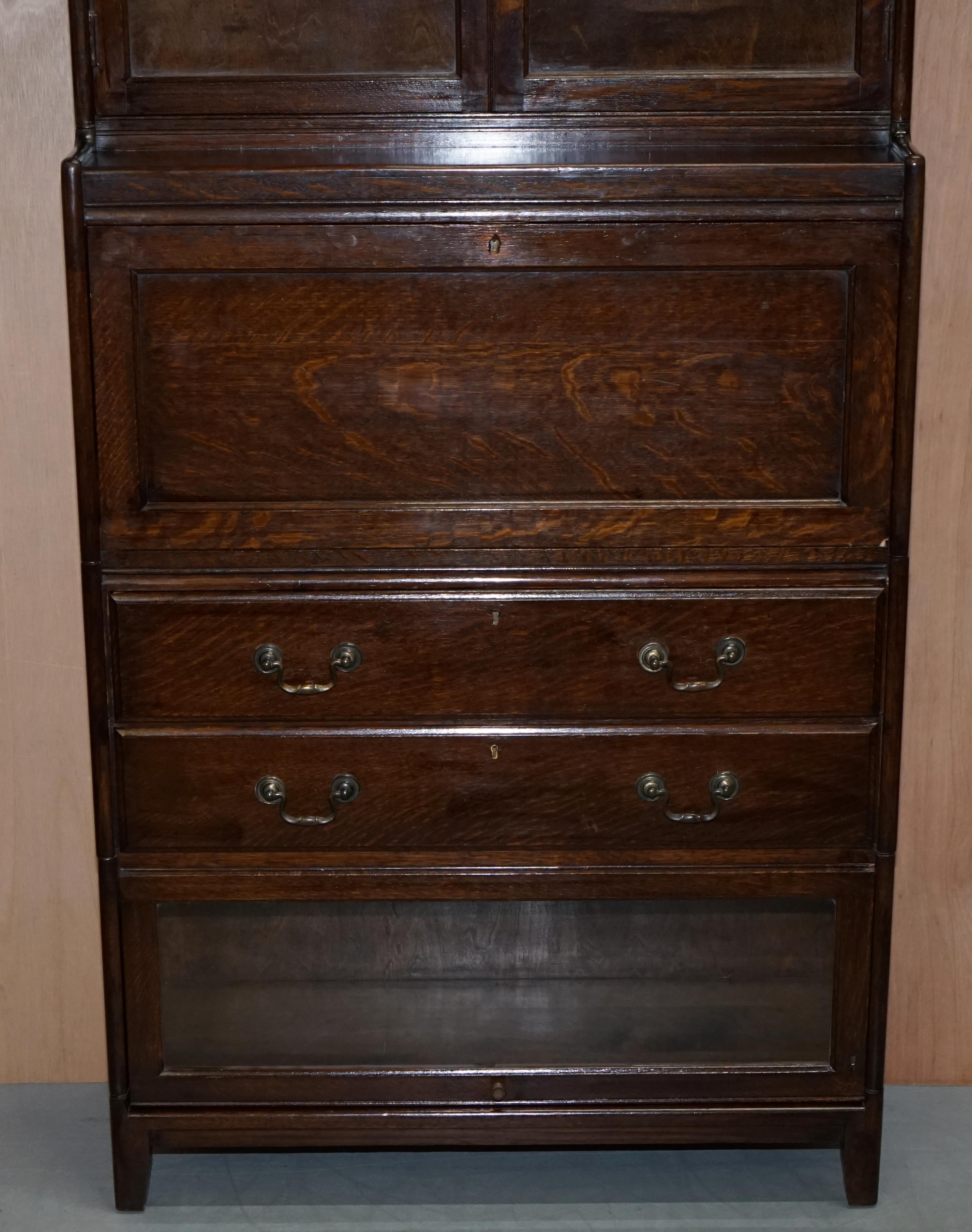 3 Rare 1920s Gunn Library Stacking Bookcases & Desk Bureau Minty Globe Wernicke 2