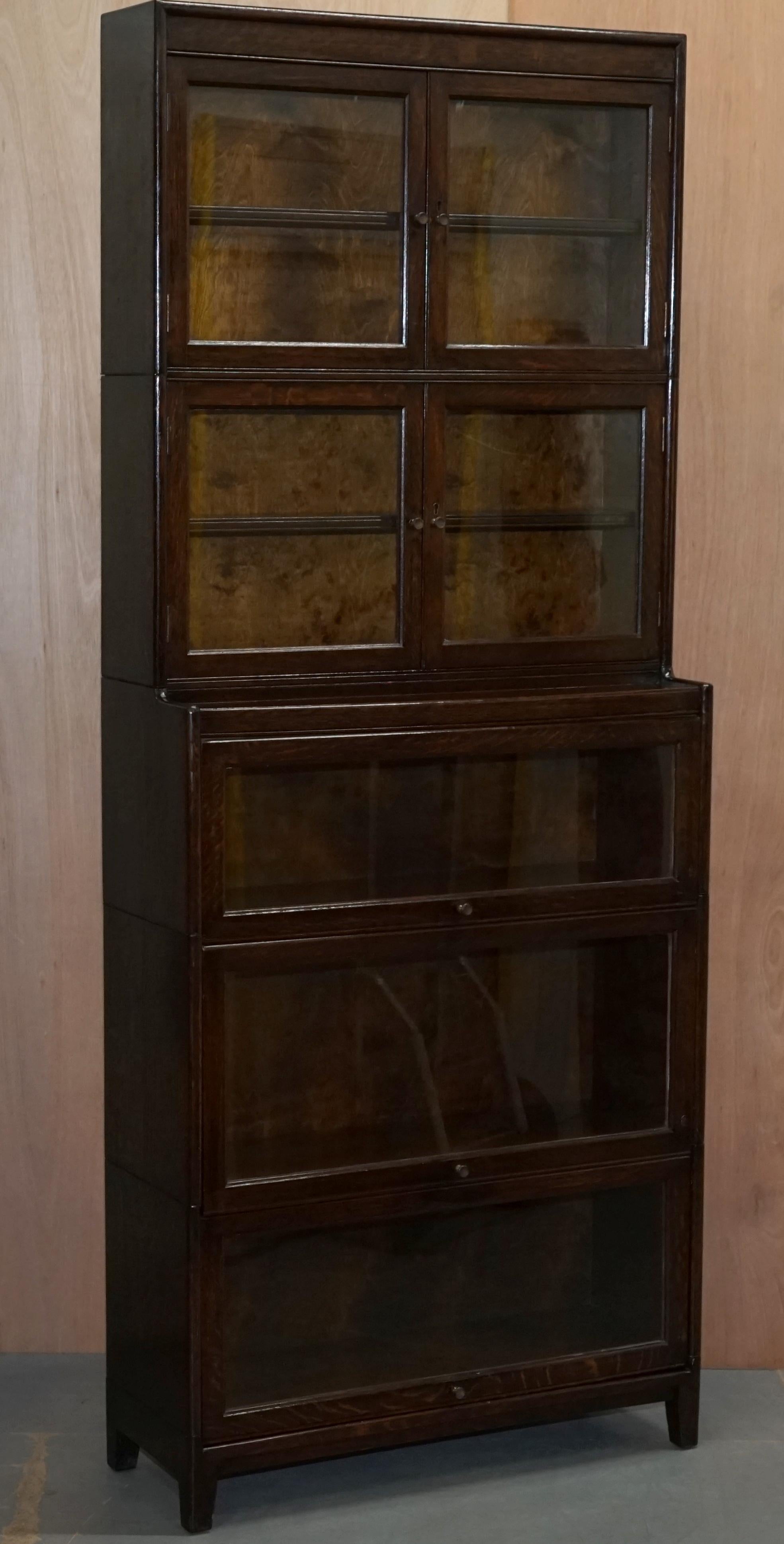 3 Rare 1920s Gunn Library Stacking Bookcases & Desk Bureau Minty Globe Wernicke 4