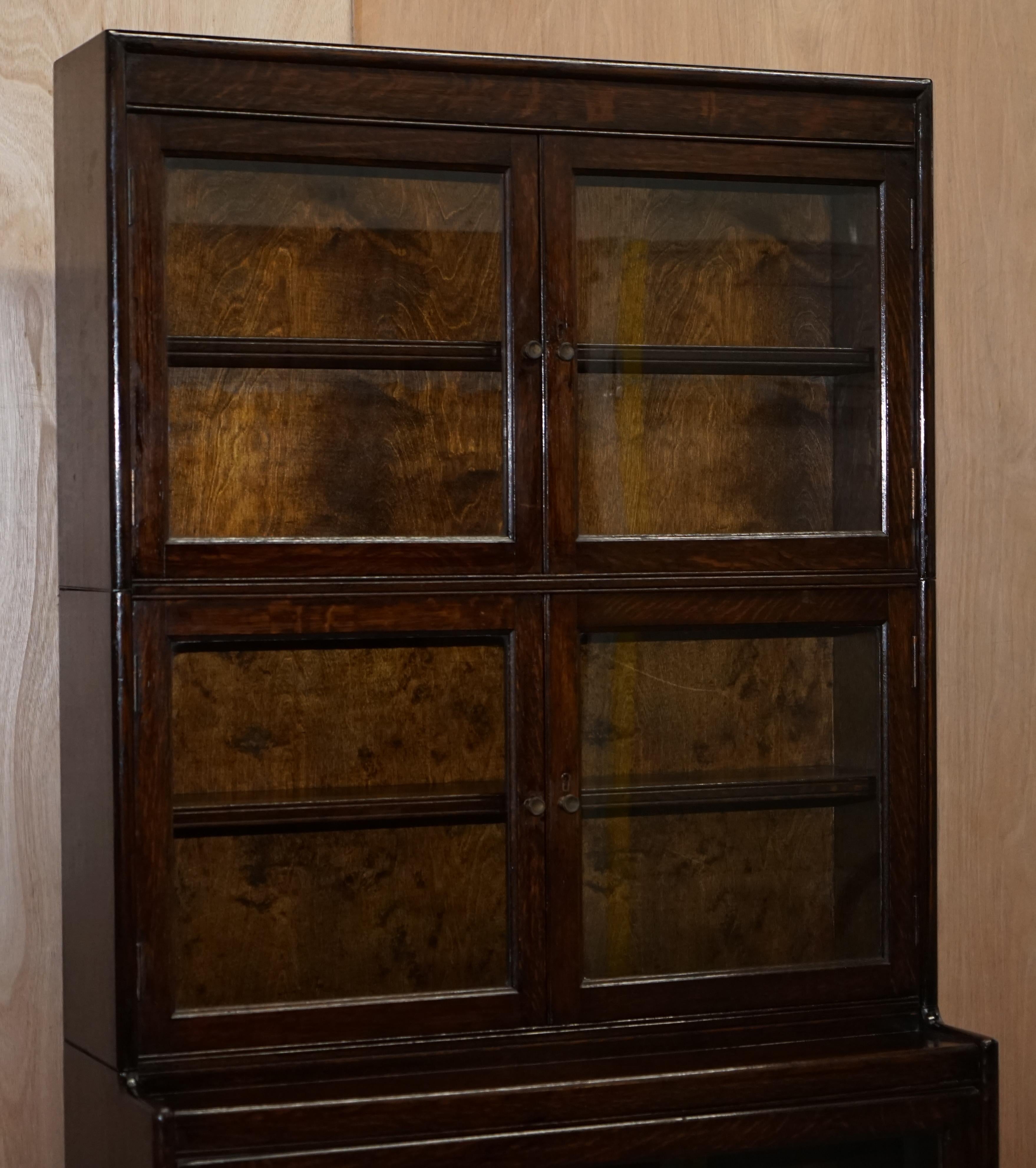 3 Rare 1920s Gunn Library Stacking Bookcases & Desk Bureau Minty Globe Wernicke 4