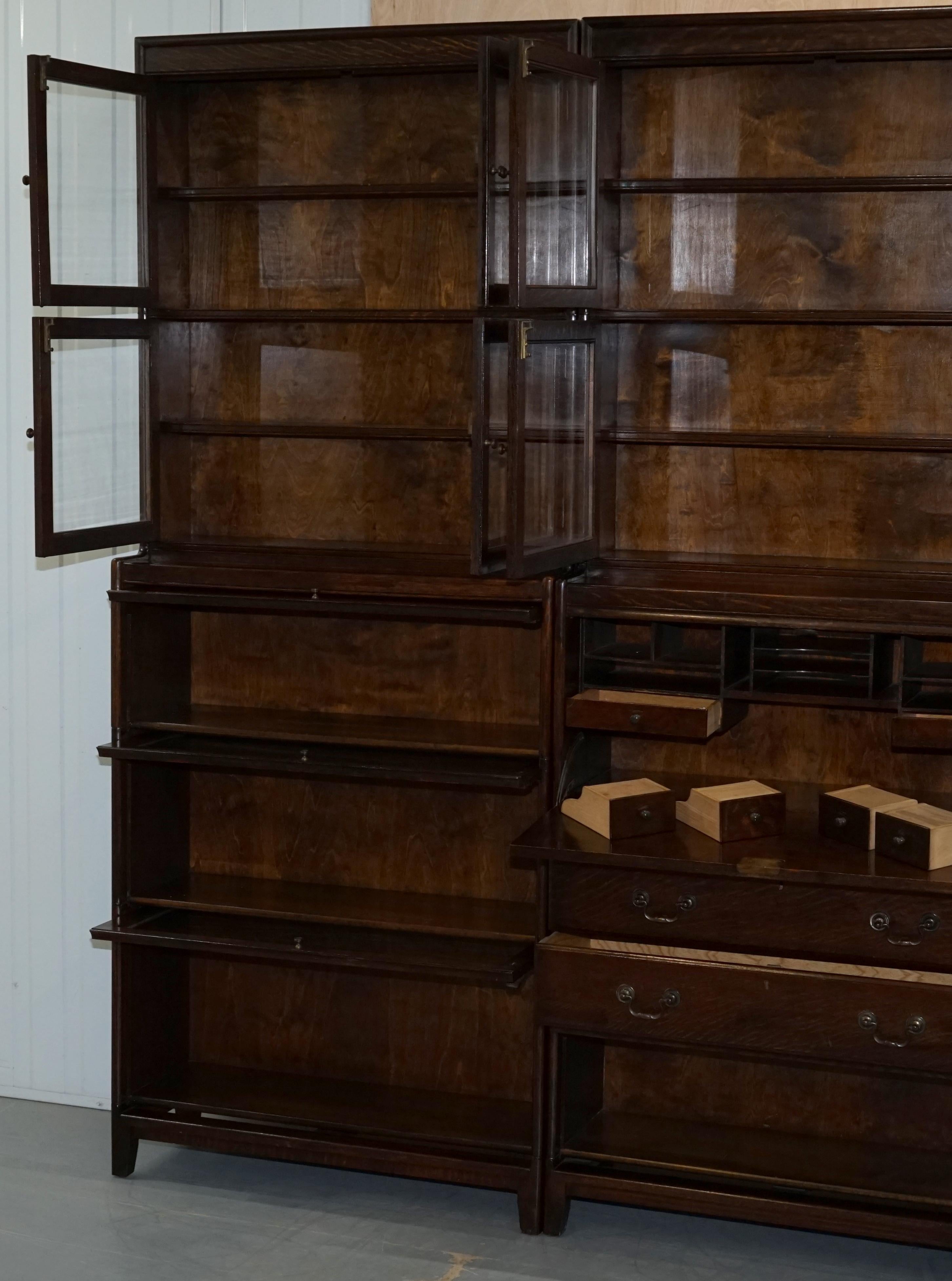 3 Rare 1920s Gunn Library Stacking Bookcases & Desk Bureau Minty Globe Wernicke 7
