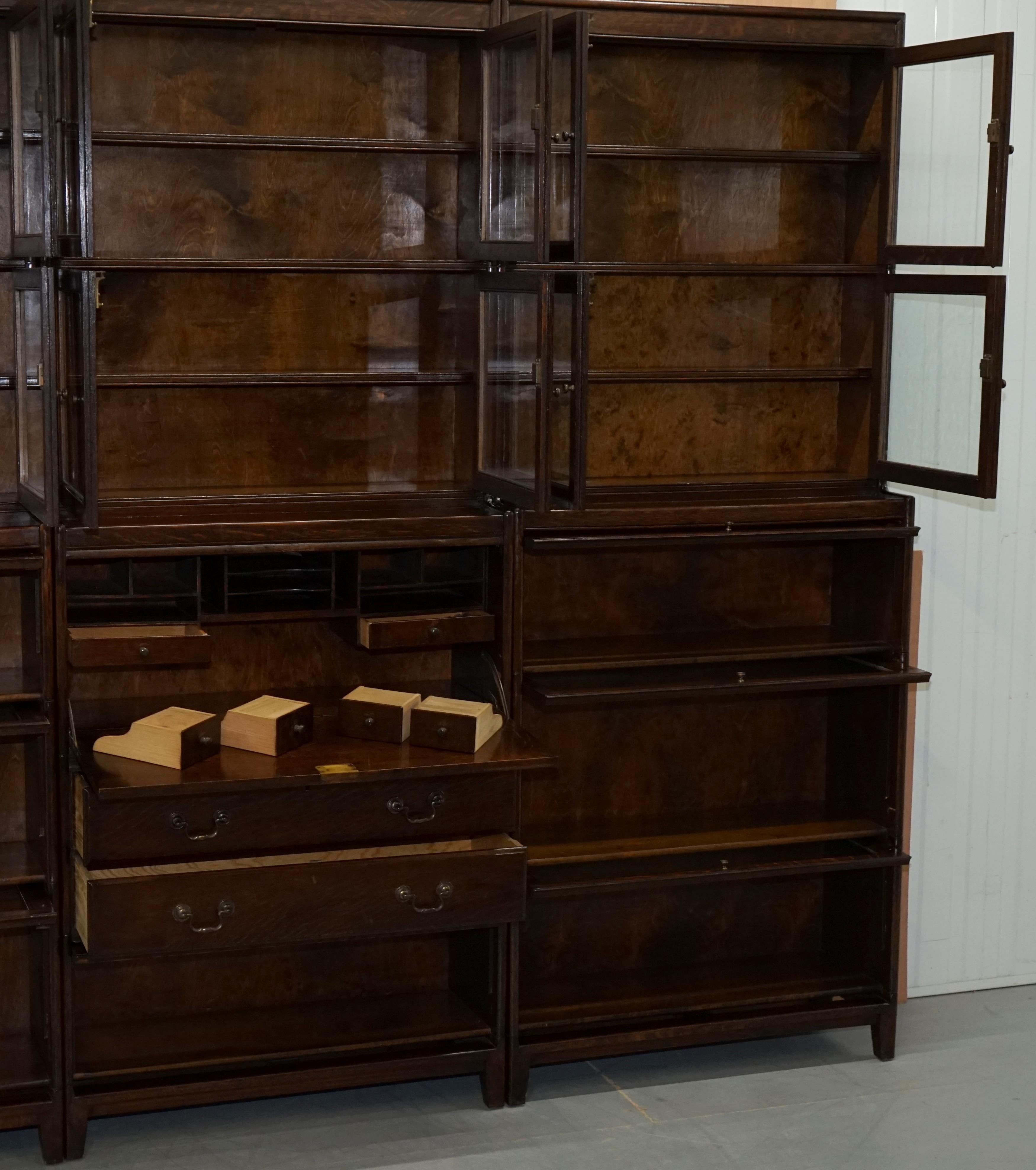 3 Rare 1920s Gunn Library Stacking Bookcases & Desk Bureau Minty Globe Wernicke 8