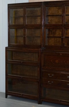 3 Rare 1920s Gunn Library Stacking Bookcases & Desk Bureau Minty Globe Wernicke