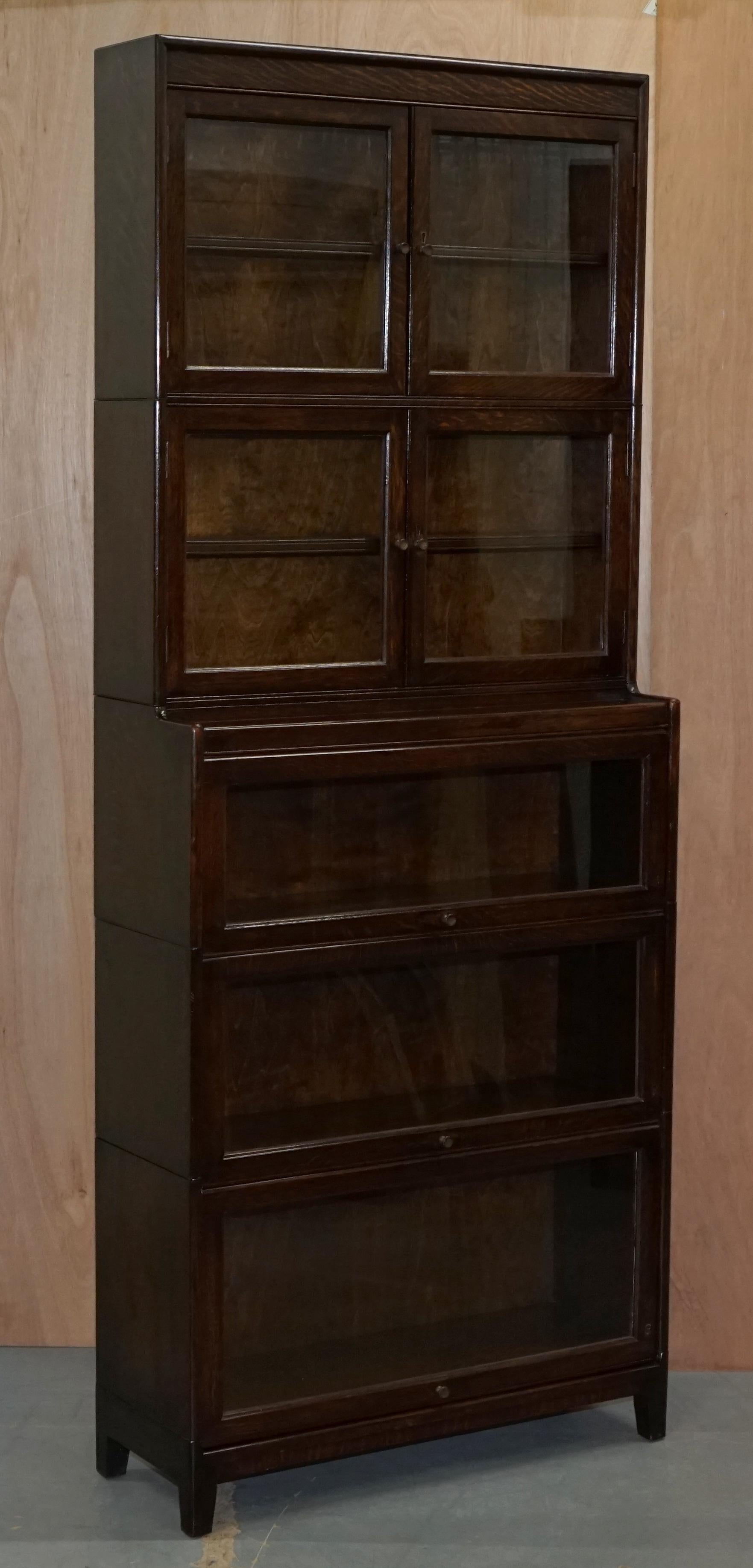 Art Deco 3 Rare 1920s Gunn Library Stacking Bookcases & Desk Bureau Minty Globe Wernicke