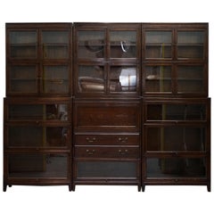 3 Rare 1920s Gunn Library Stacking Bookcases & Desk Bureau Minty Globe Wernicke