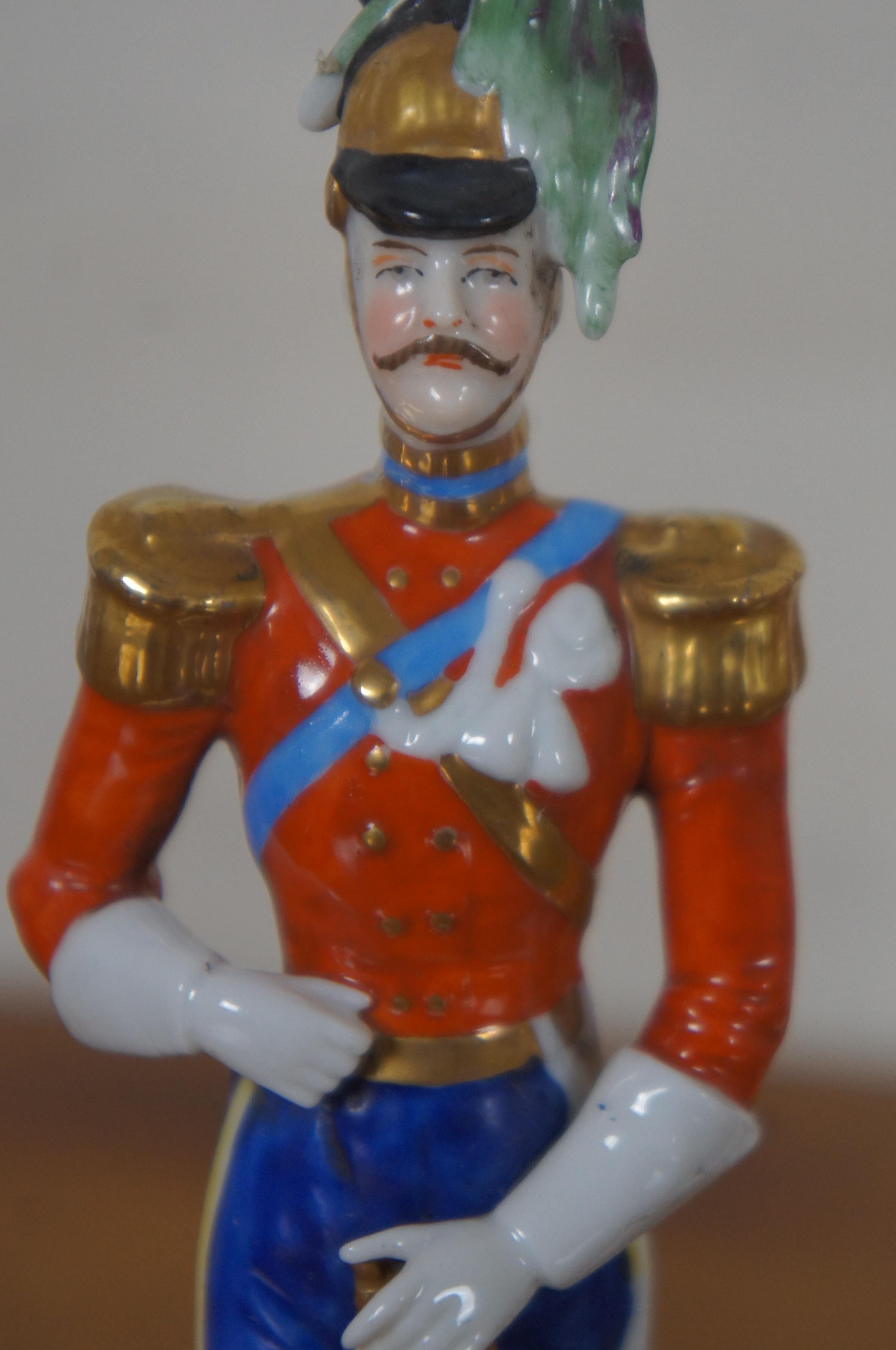 3 Rare Antique A.J. Uffrecht & Co Germany Porcelain Soldier Figurines Dresden  For Sale 3