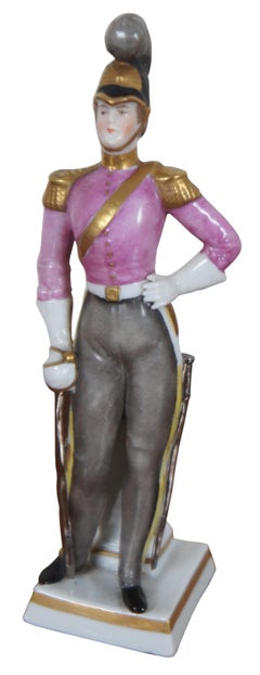 3 Rare Antique A.J. Uffrecht & Co Germany Porcelain Soldier Figurines Dresden