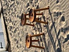 3 rare finish Bertil Gardberg pine stools, 1950s, Handmade