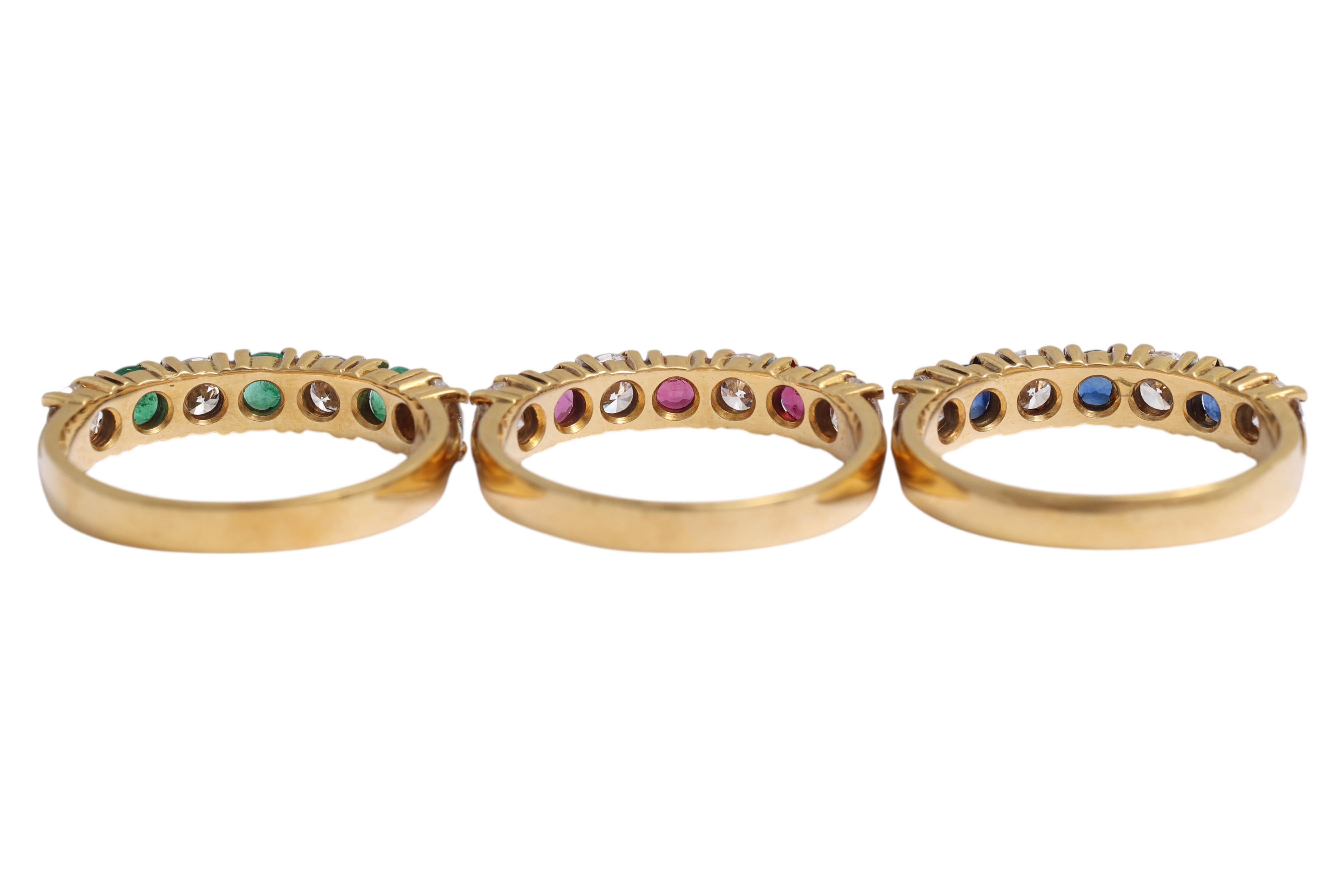 3 Ringe, Diamanten, Smaragde, Rubine, Saphire im Angebot 4