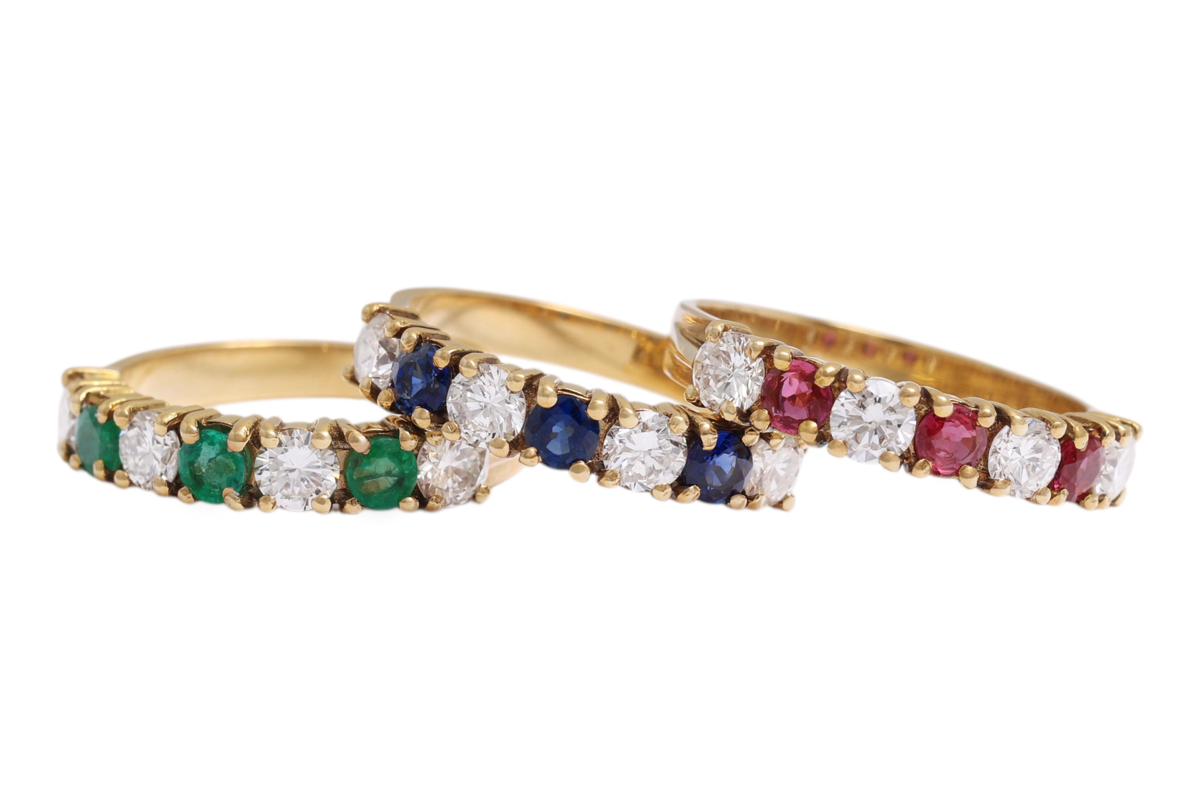 3 Ringe, Diamanten, Smaragde, Rubine, Saphire im Angebot 5