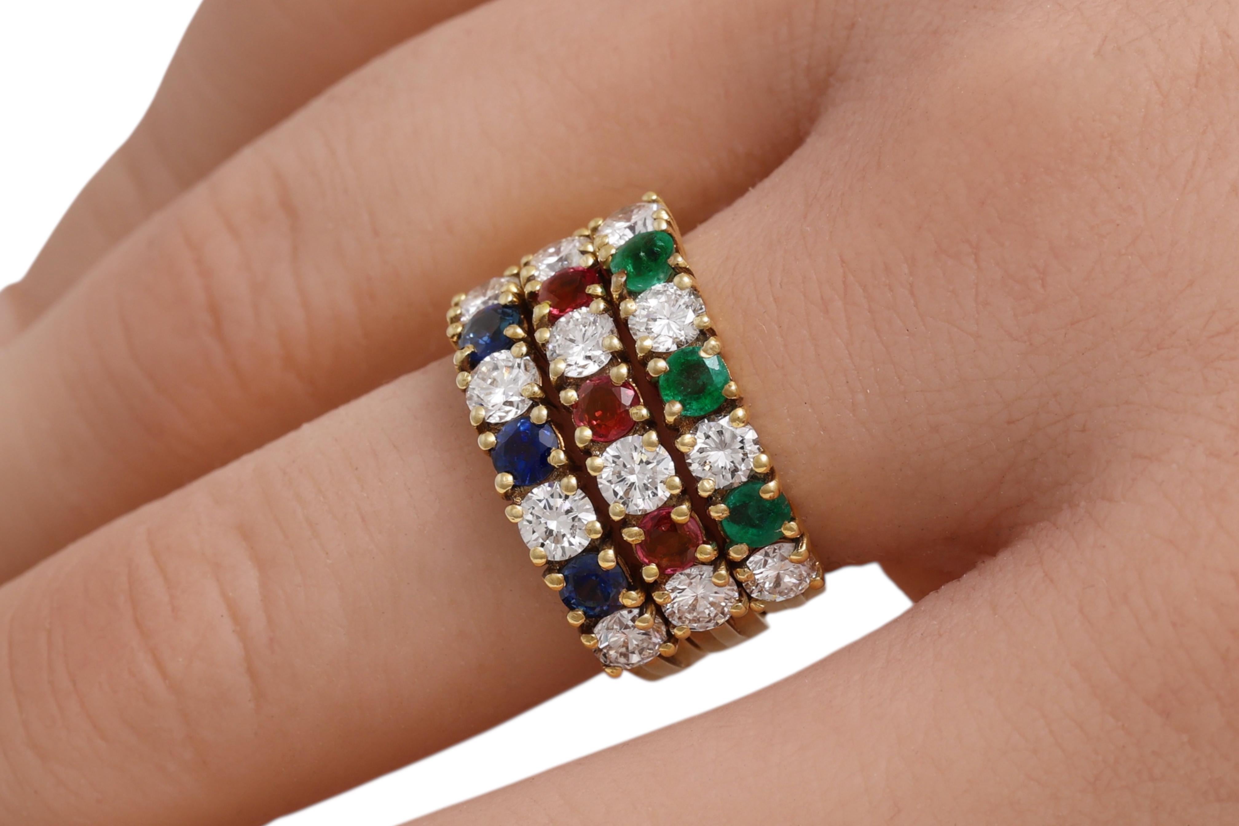 3 Ringe, Diamanten, Smaragde, Rubine, Saphire im Angebot 10