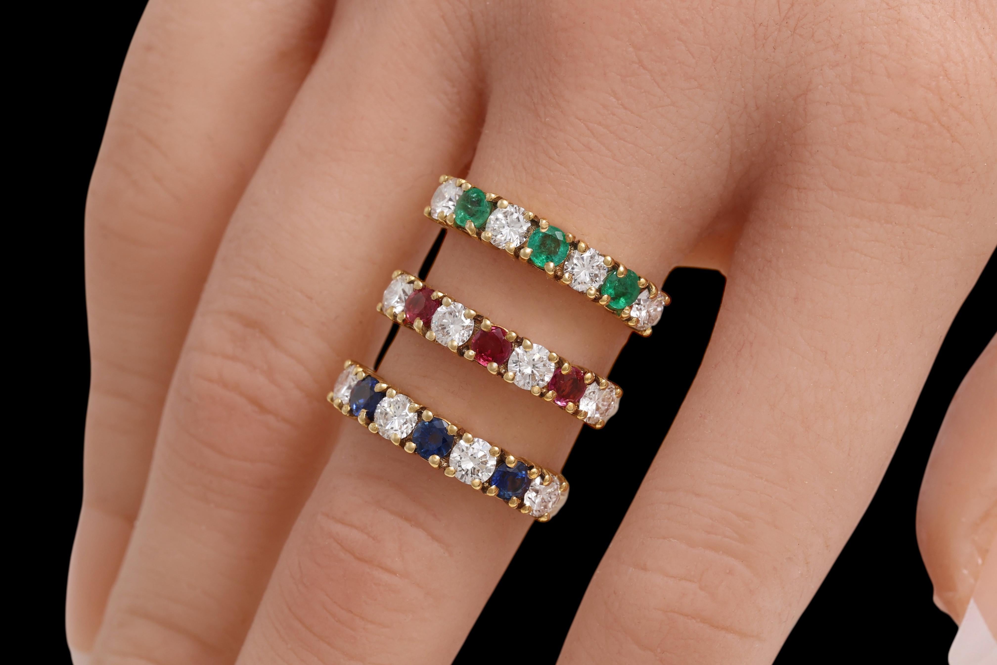 3 Ringe, Diamanten, Smaragde, Rubine, Saphire im Angebot 11