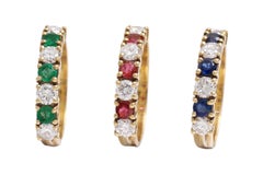 Artisan 18k Gold Ring with Diamonds, Emeralds, Rubies, Sapphires