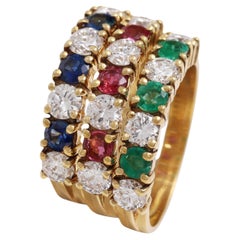 3 Ringe, Diamanten, Smaragde, Rubine, Saphire