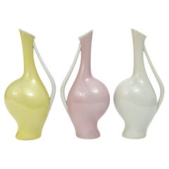 Vintage 3 Rosenthal „Luise“ Midcentury Porcelain Pastel Vases, Fritz Heidenreich, German