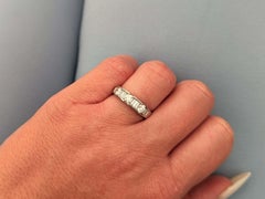 3 Round Brilliant and Baguette Diamond Band Ring 14K White Gold