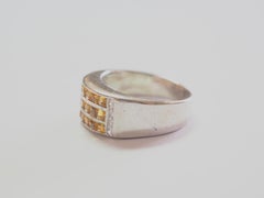 No Reserve- 3 Row 1.10ct Citrine & CZ Band Sterling Silver Ring